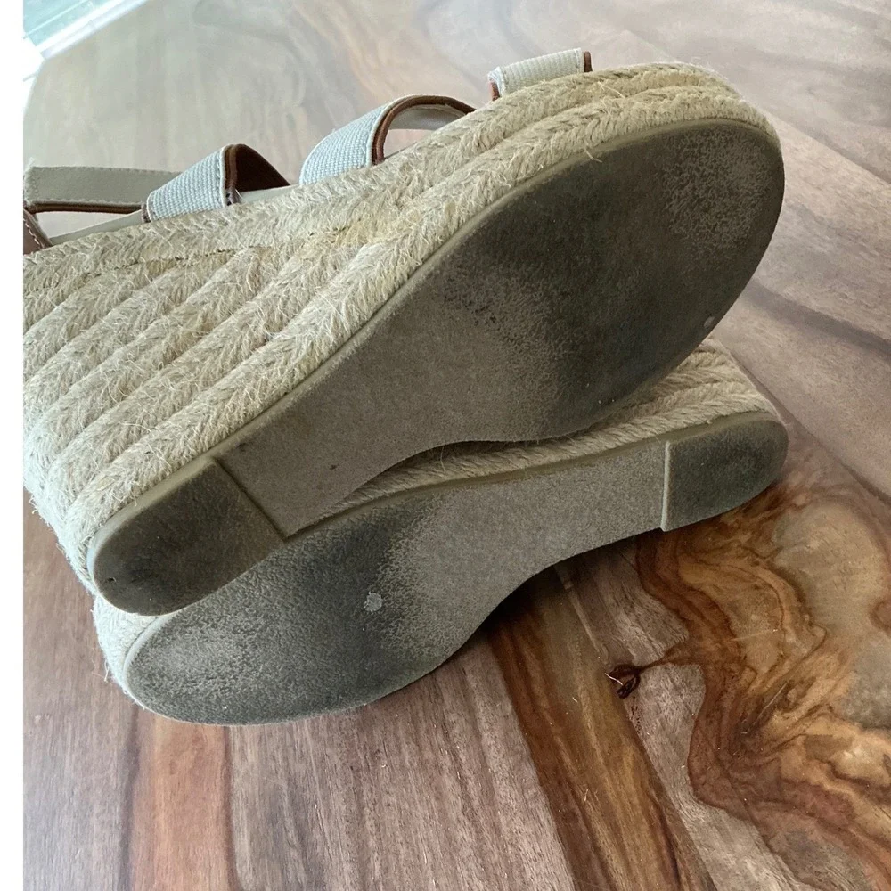 Steve Madden Erryn Womens Espadrille Wedge Sandals Cream Brown Size 7 Jute Heel‎